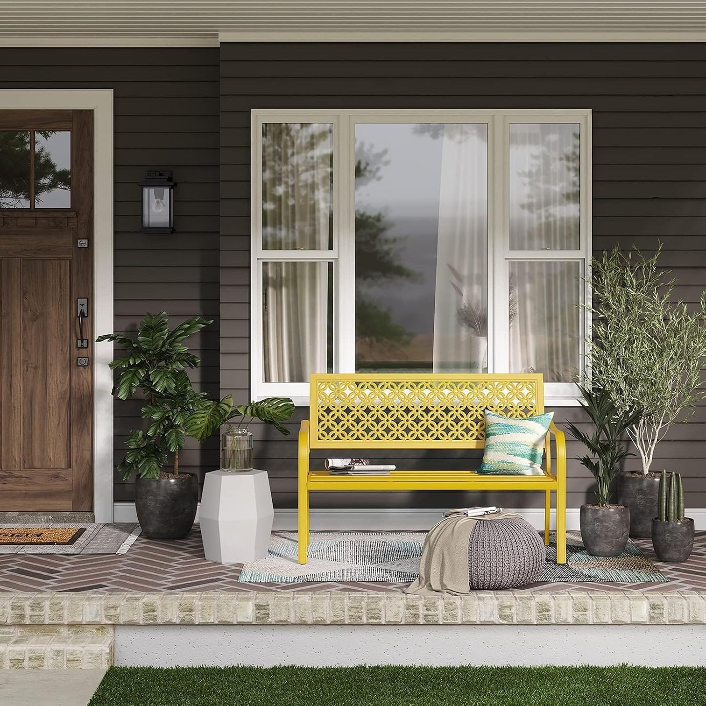 Banco jardín 50pulg con reposabrazos girasol amarillo