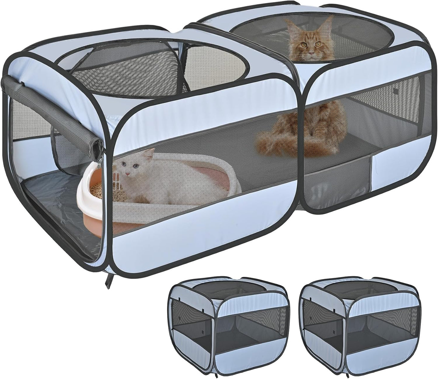 Condo plegable 2en1 para gatos y cachorros desmontable