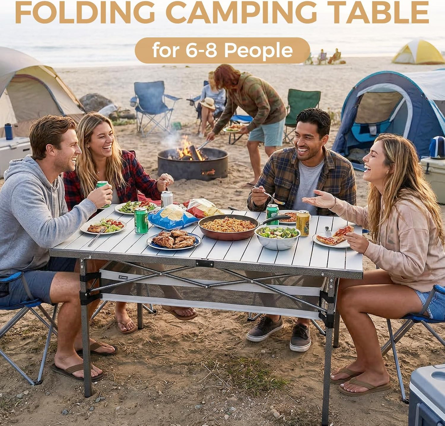 Mesa campamento plegable aluminio 4-6 personas resistente