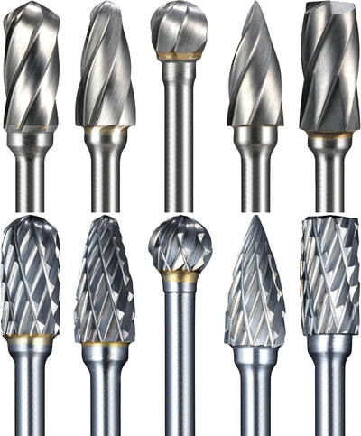 Juego 10 Rebabas Carburo 1/8pulg Comp Dremel Corte Aluminio