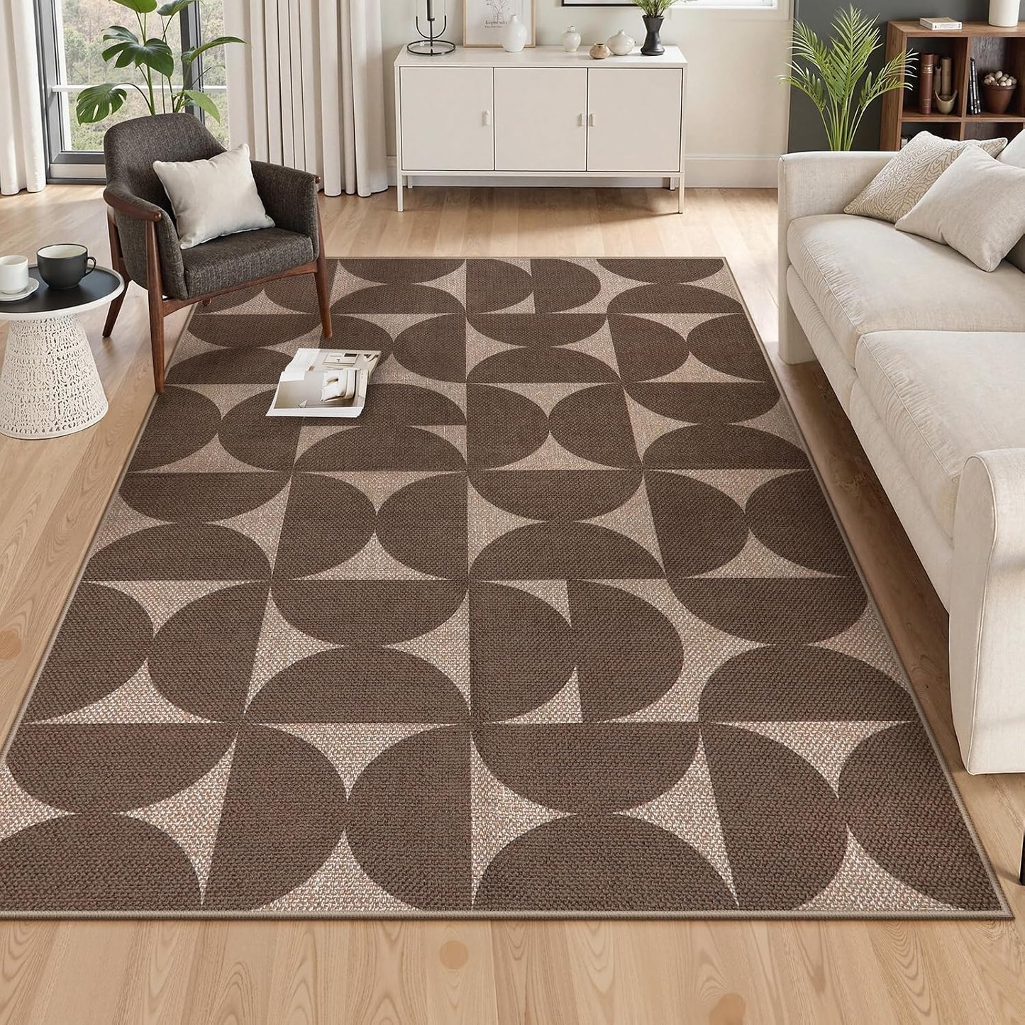 Alfombra yute geométrica 5x7ft para exterior y sala