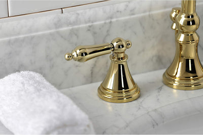 Grifo lavabo latón pulido con manija palanca