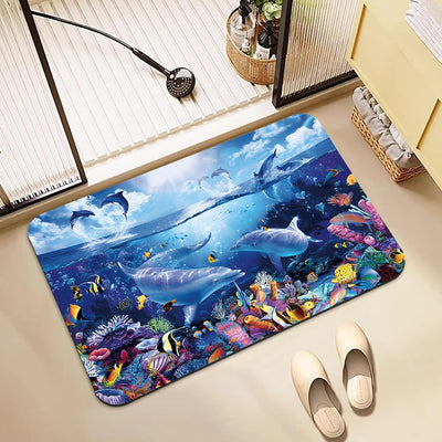 Tapete baño antideslizante rápido secado 15.7x23.6pulg delfín