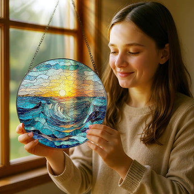 Colgante vidriera 8pulg decoración hogar amantes amanecer