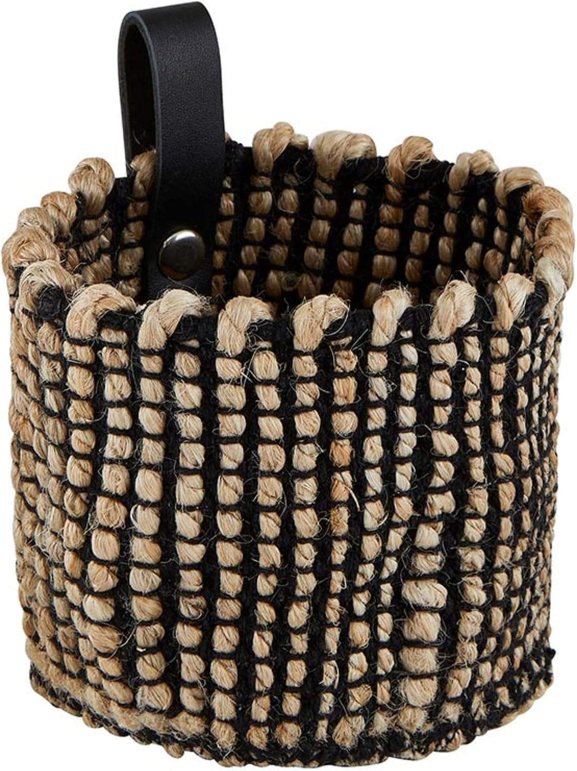 Cesta yute tejida decoración hogar 4x4" negro/natural