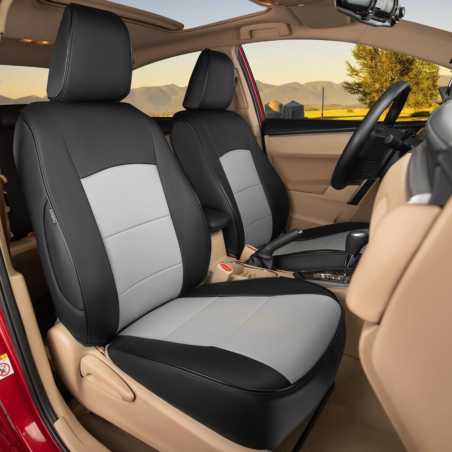 Set fundas asiento Corolla cuero sintético negro gris
