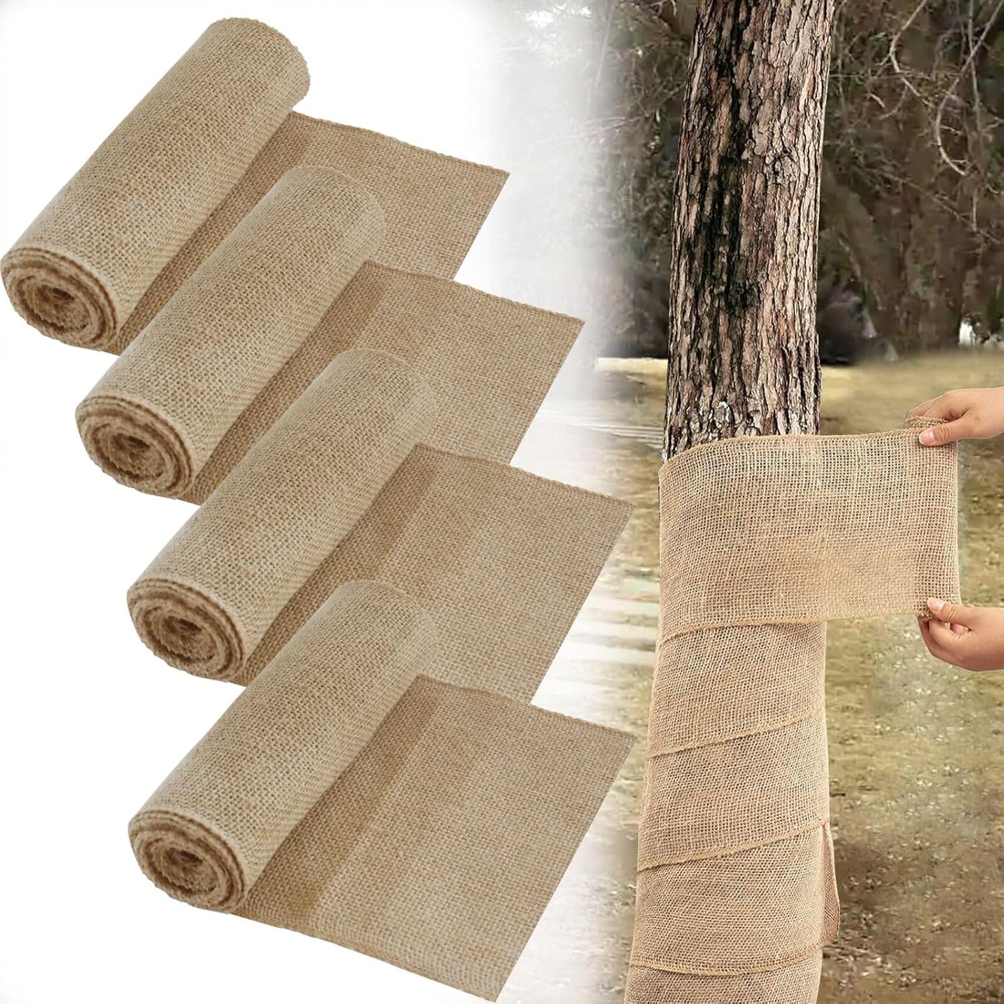 4 Rollos Arpillera 7.8x9.8pulg Protector Tronco Invierno