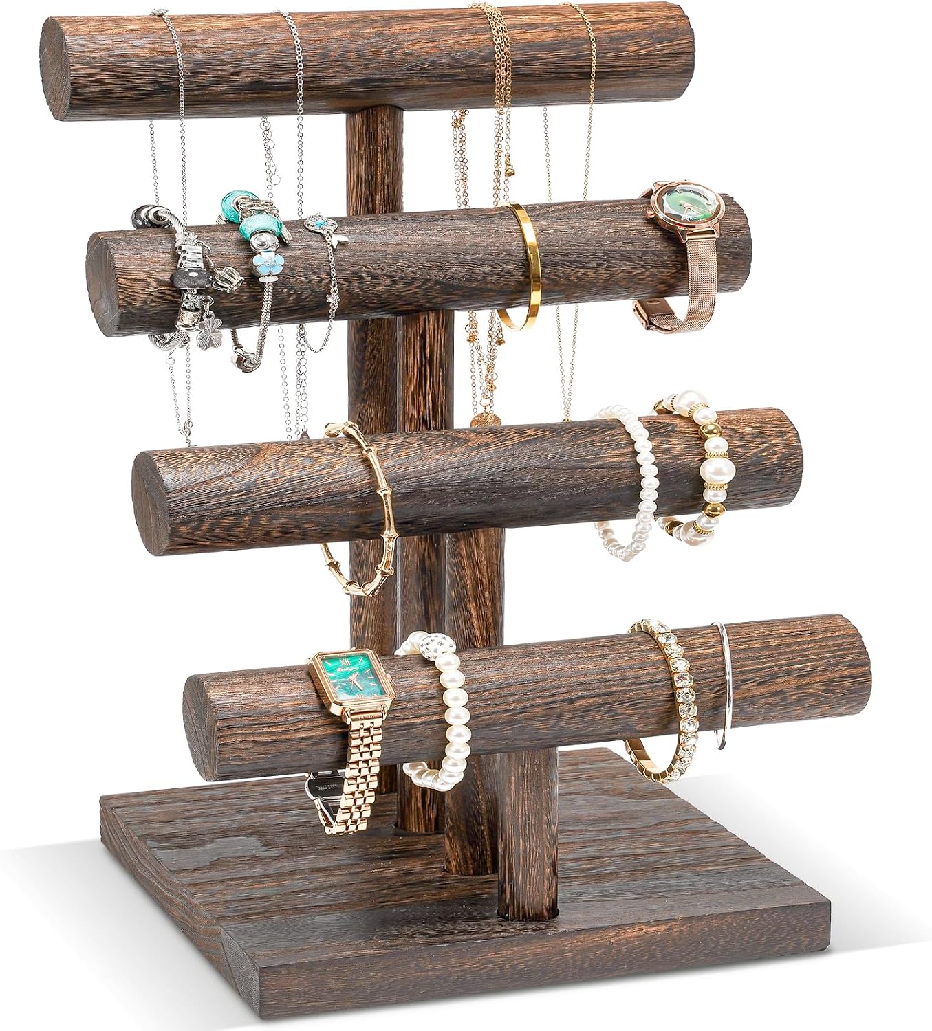 Soporte madera para pulseras y relojes con barra T