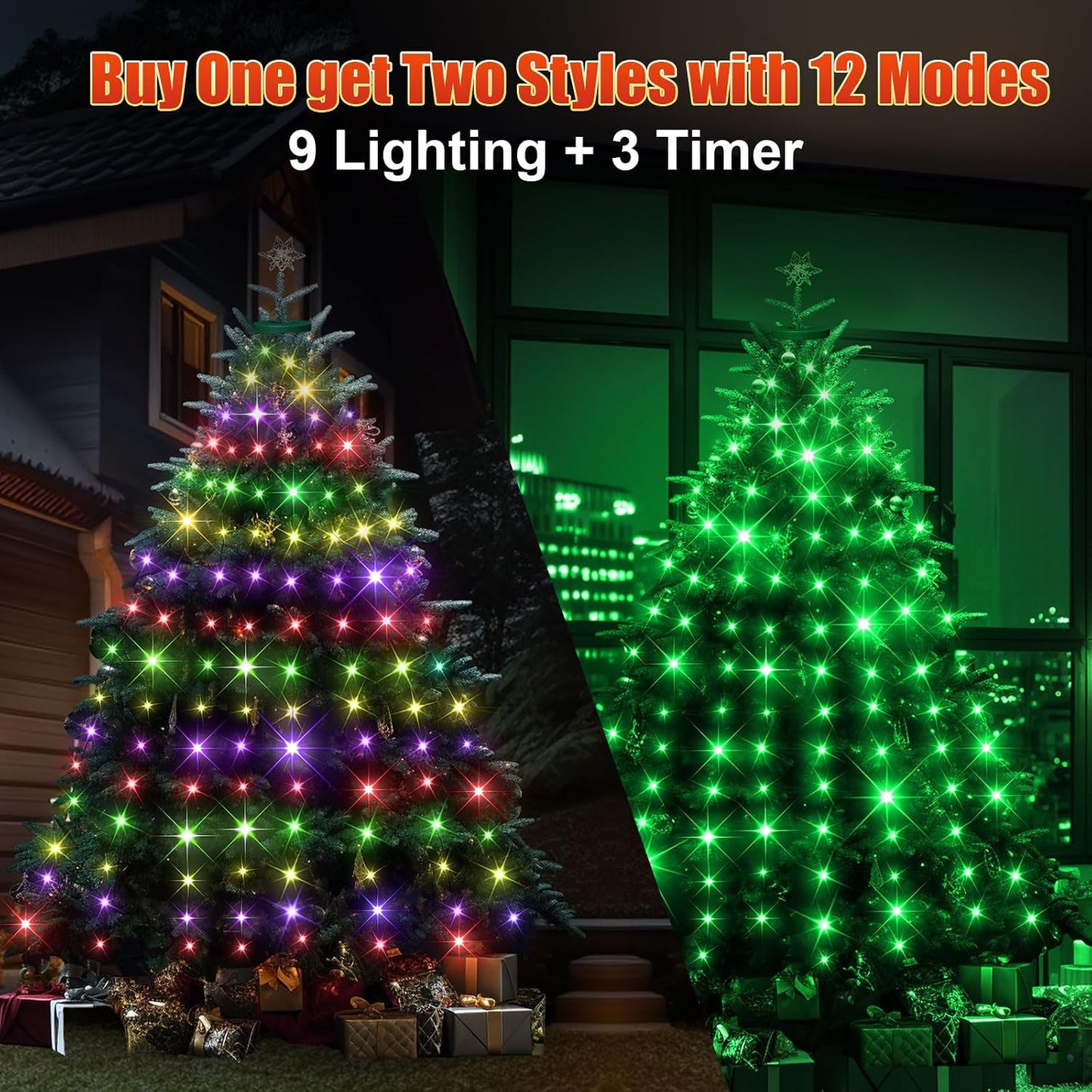 Luces navidad 288 LED 6.56pies cadenas control remoto