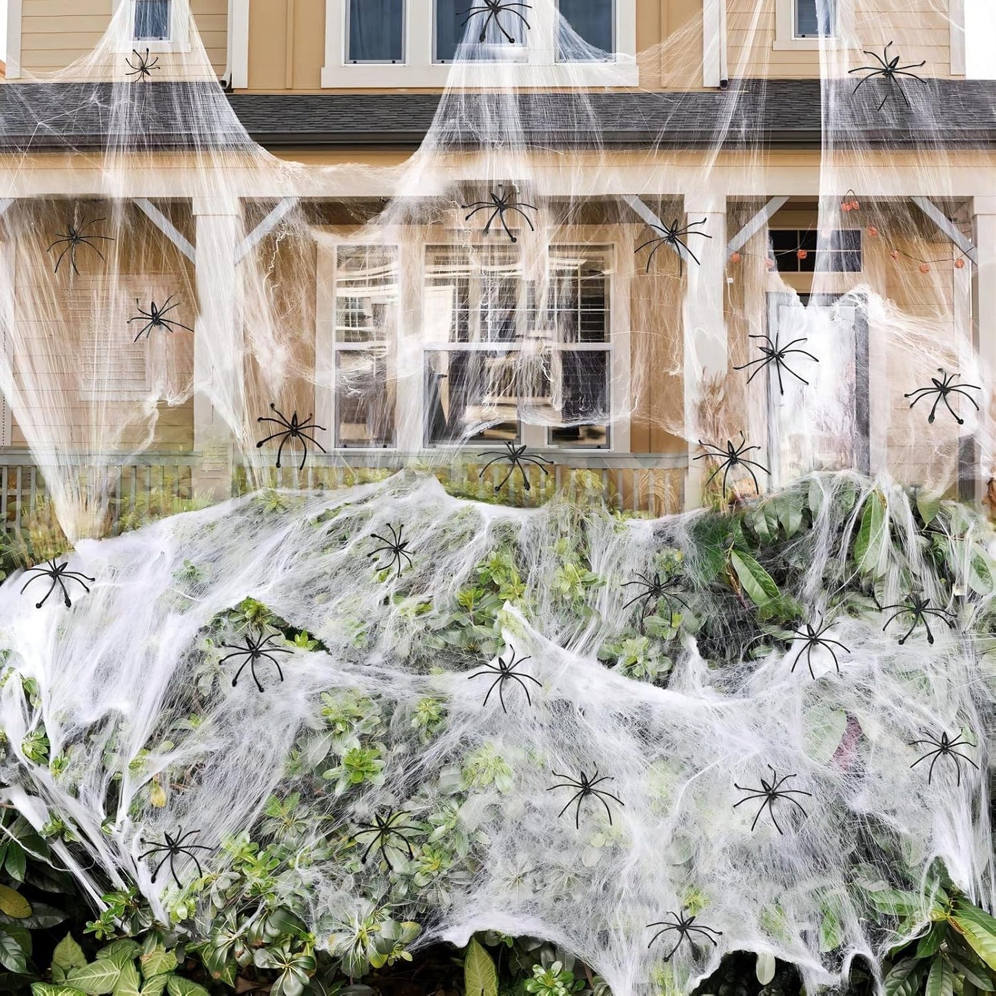 Telas araña 1000ft2 Halloween con 77 arañas falsas