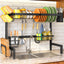 Estante secado platos encimera cocina metal negro ajustable