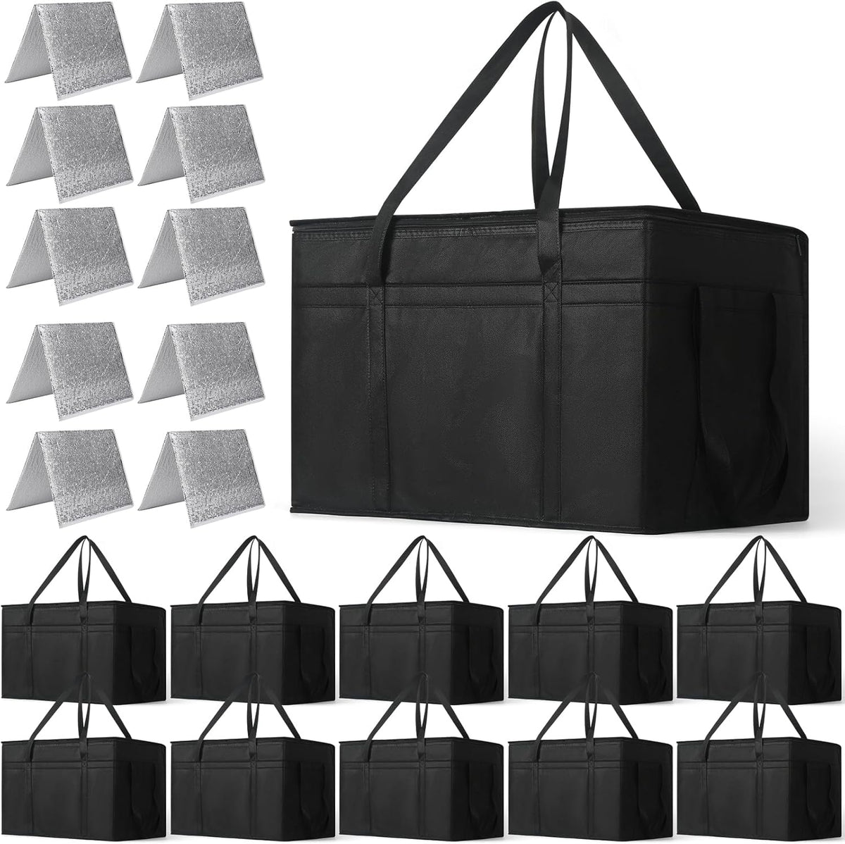 10 Bolsas Térmicas XXXL Plegables Entrega Pizza Catering