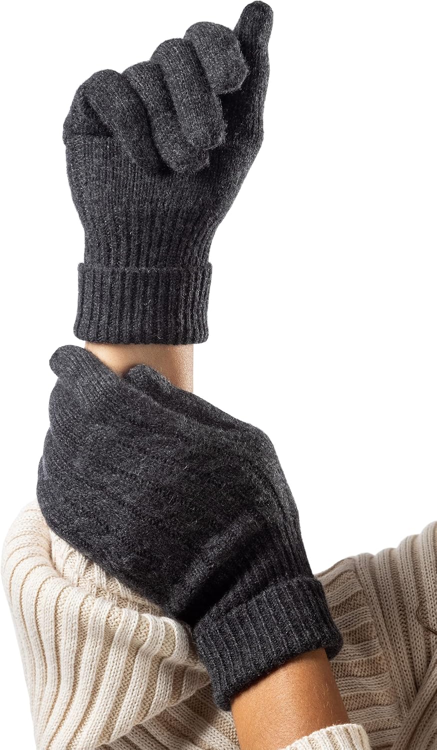 Guantes femeninos 100% cachemira diseño ochos