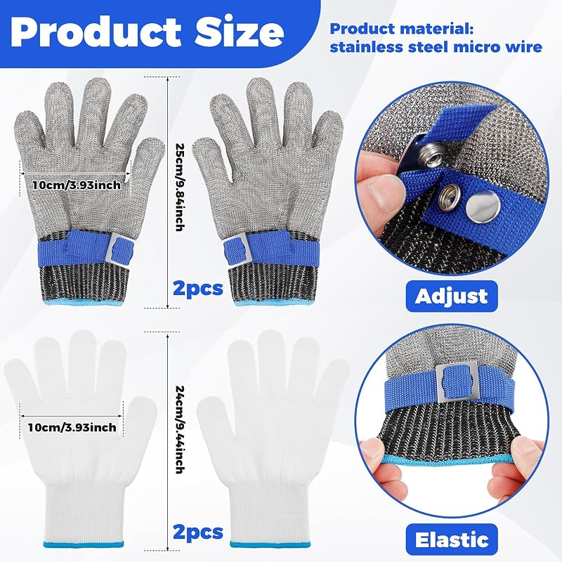 Guantes corte acero inox seguridad metalworking azul