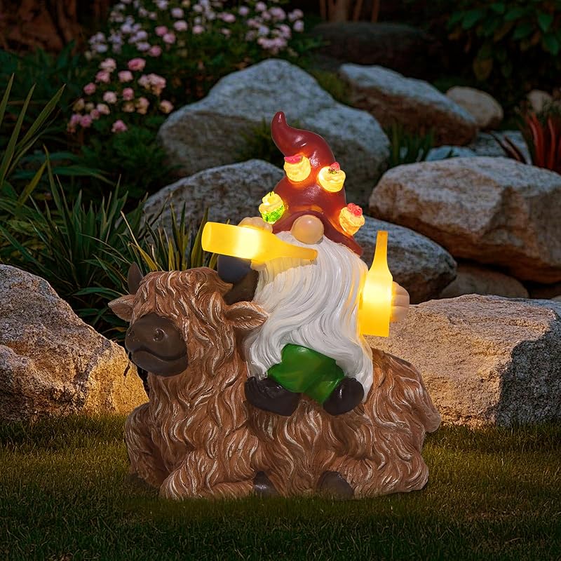 Estatua gnomos linterna sol regalo cumpleaños mujer mamá