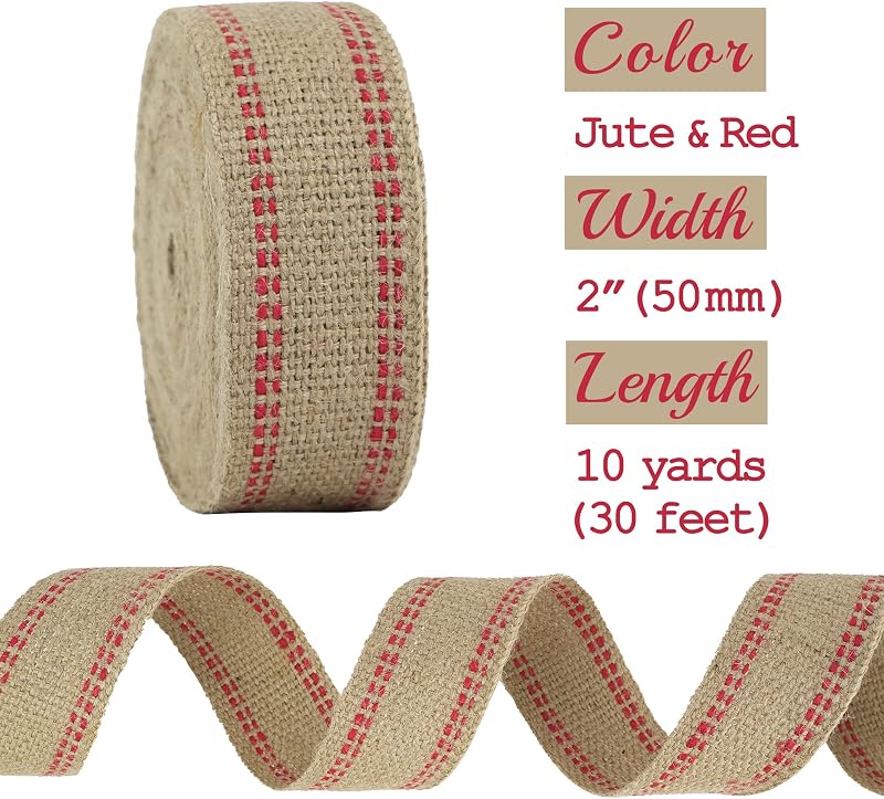 Cinta yute rojo 2pulg costuras tapicería silla 10yardas