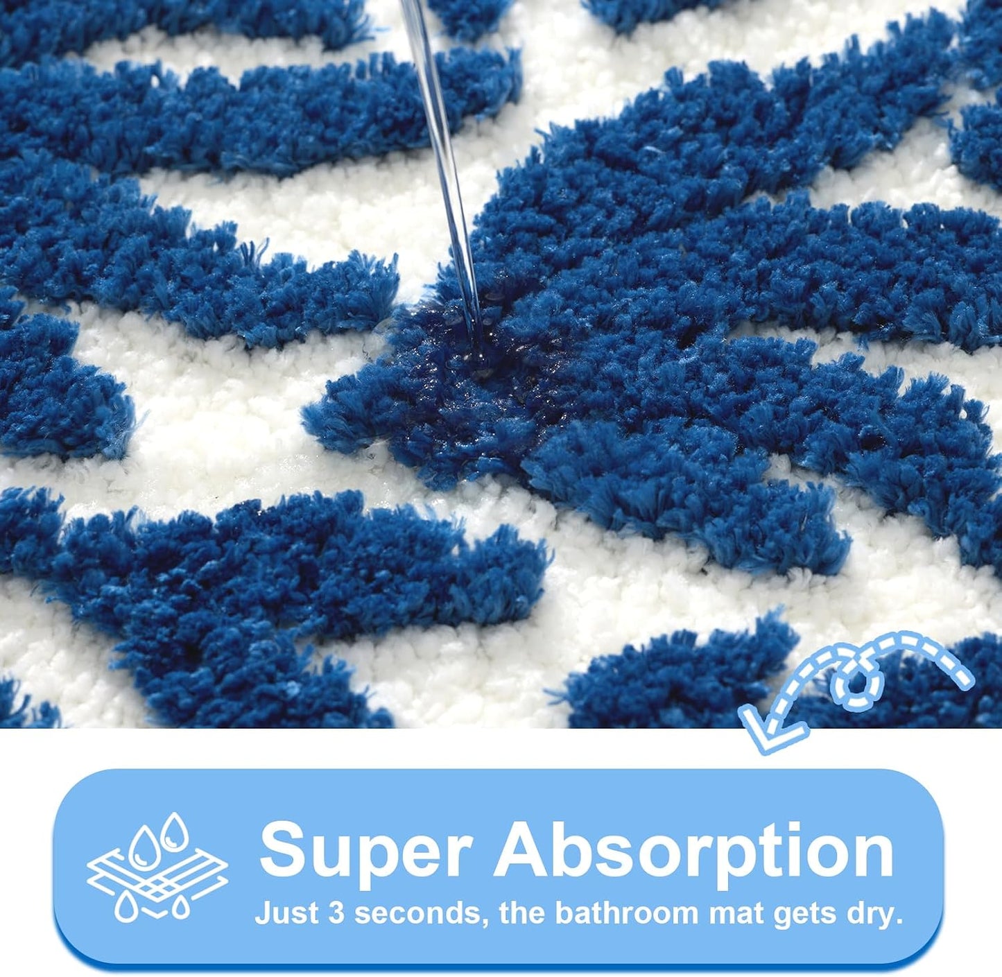 Tapete baño microfibra azul antiderrap ducha bañera