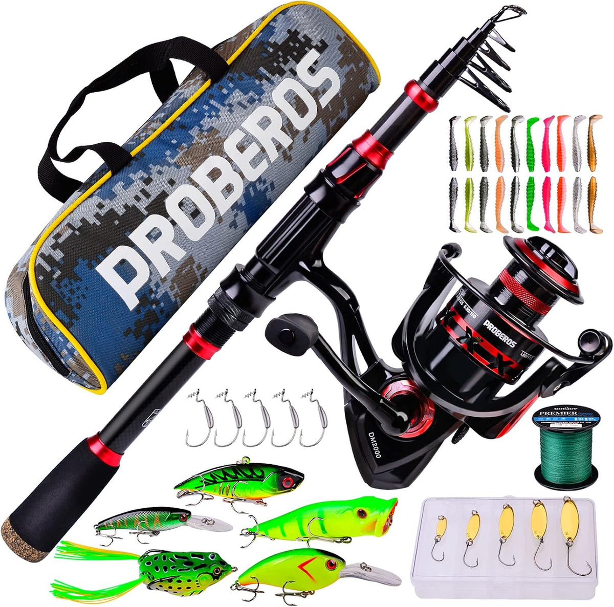 Combo caña fibra carbono 6.9ft carrete spinning