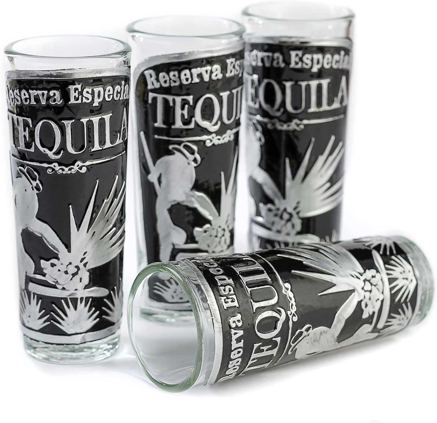 Set 4 chupitos mexicanos aluminio repousse