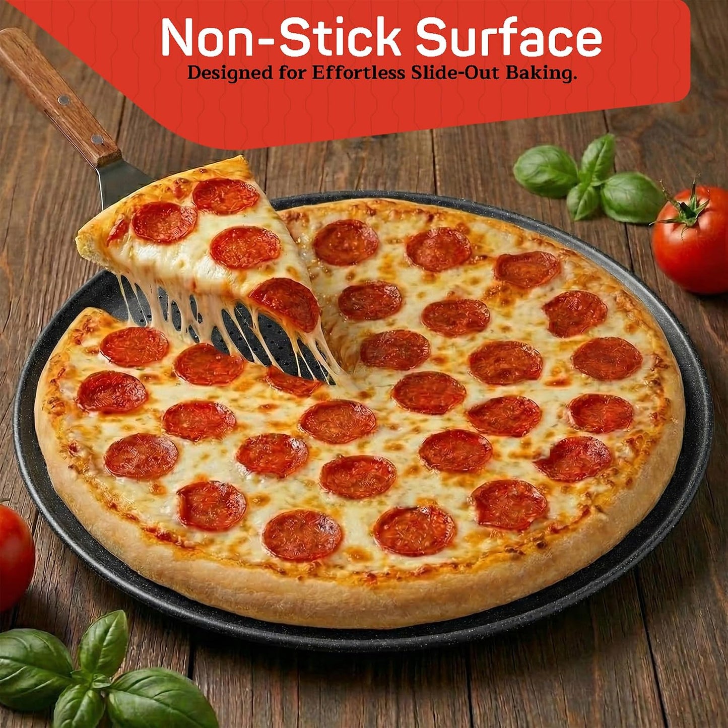 Bandeja hornear pizza acero carbono 15.75pulg antiadherente gris