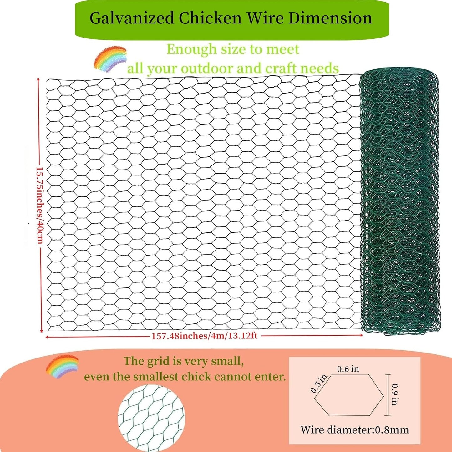 Alambre floral galvanizado 15.75x157.48" revestimiento PVC