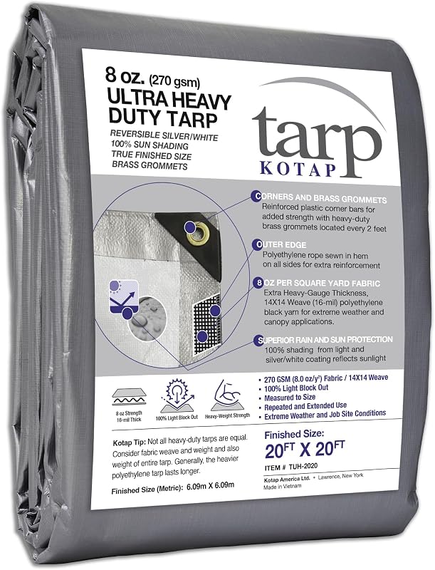 Lona poliéster reversible 16mil UV100 20x20ft Plata-Blanco