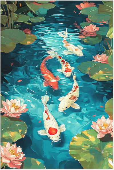 Toallas de cocina con motivos de peces koi y decoración japonesa