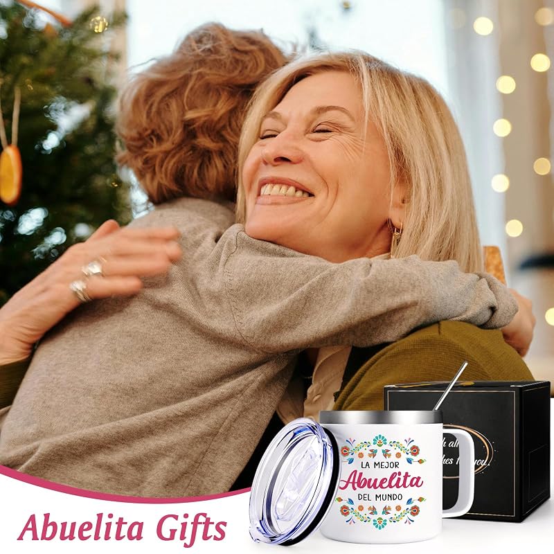 Taza café aislada 14oz regalo abuela en español
