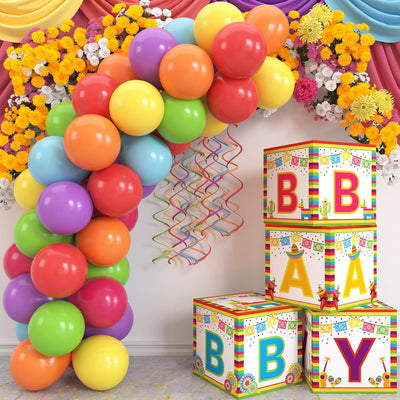 Decoración fiesta mexicana caja globos baby shower