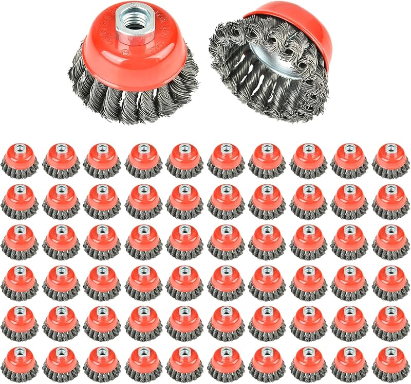 60 Cepillos Rueda Alambre 3" Eje 5/8-11 para Amoladora