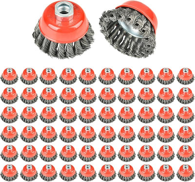 60 Cepillos Rueda Alambre 3" Eje 5/8-11 para Amoladora