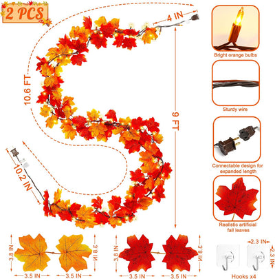 Guirnalda otoño enchufable 18ft 100 luces naranjas