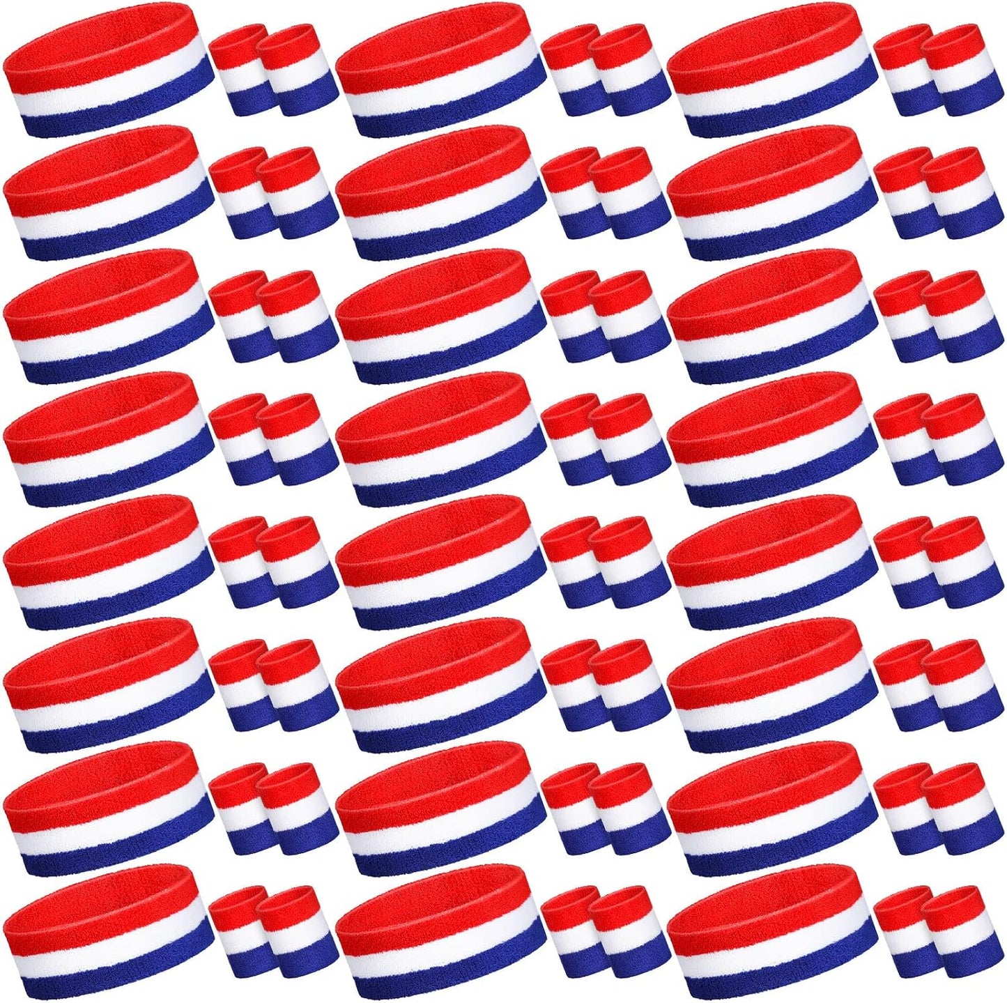 Set 72 Bandas Sudor Algodón Rayas 24 Diademas Absorbe Sudor