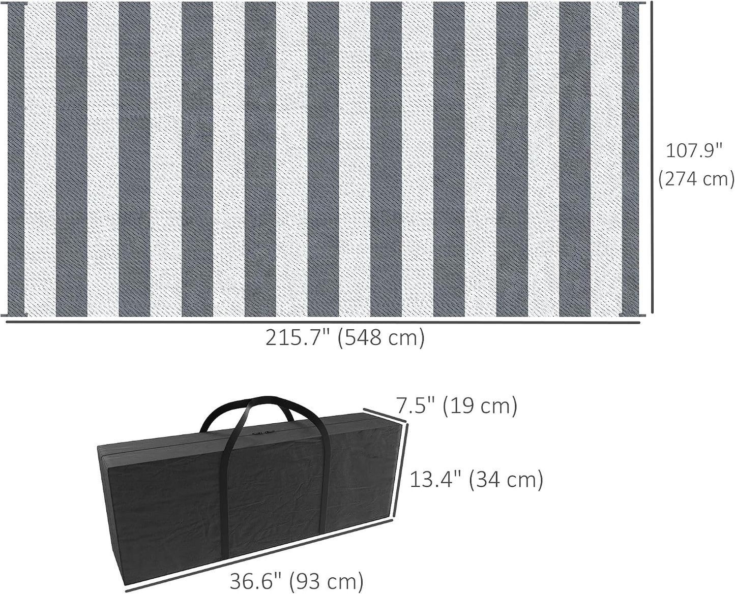 Alfombra portátil plástico rayas 9x18ft impermeable
