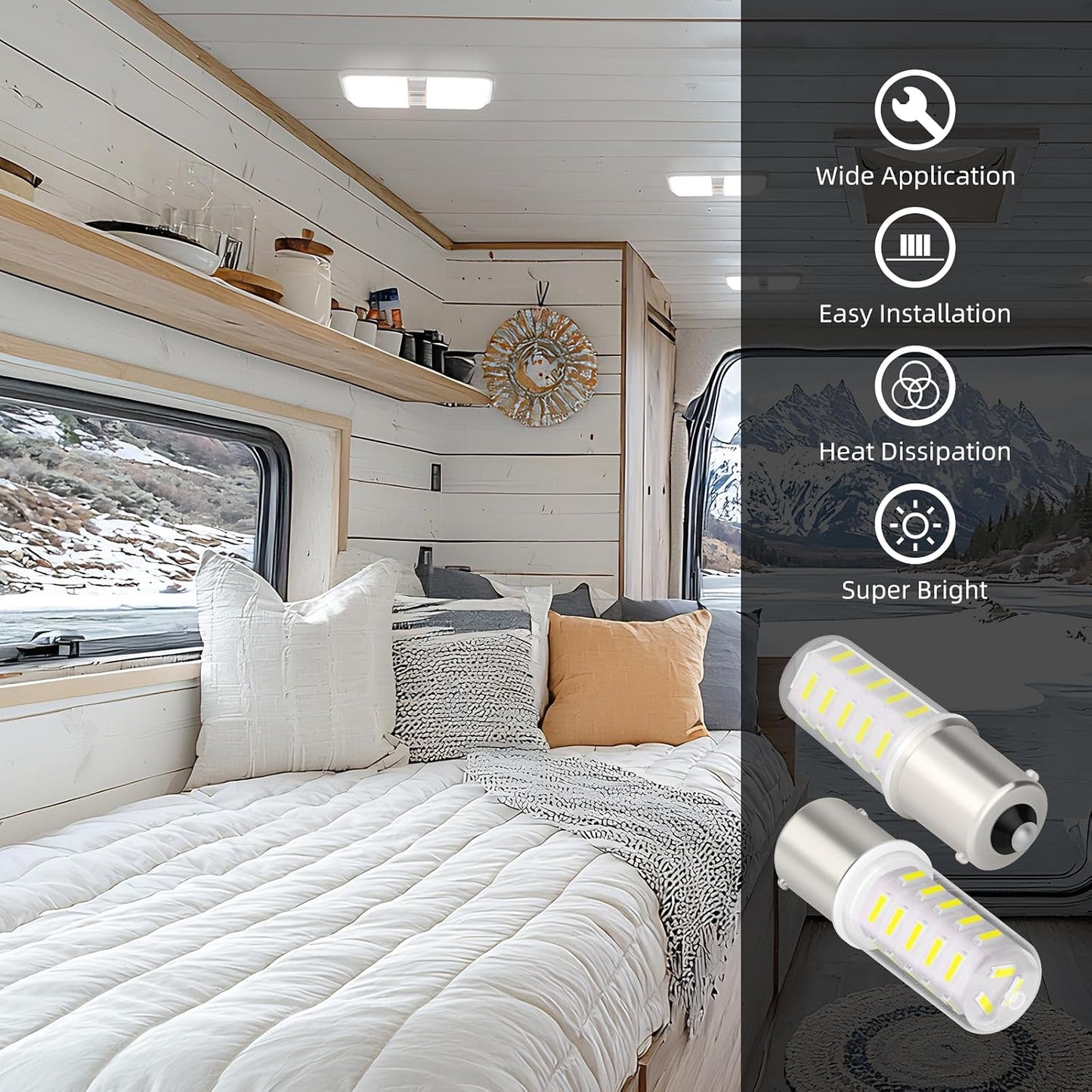 5 Pzas Bombillas LED BA15S 12-24V para RV Barco Blanco Frío