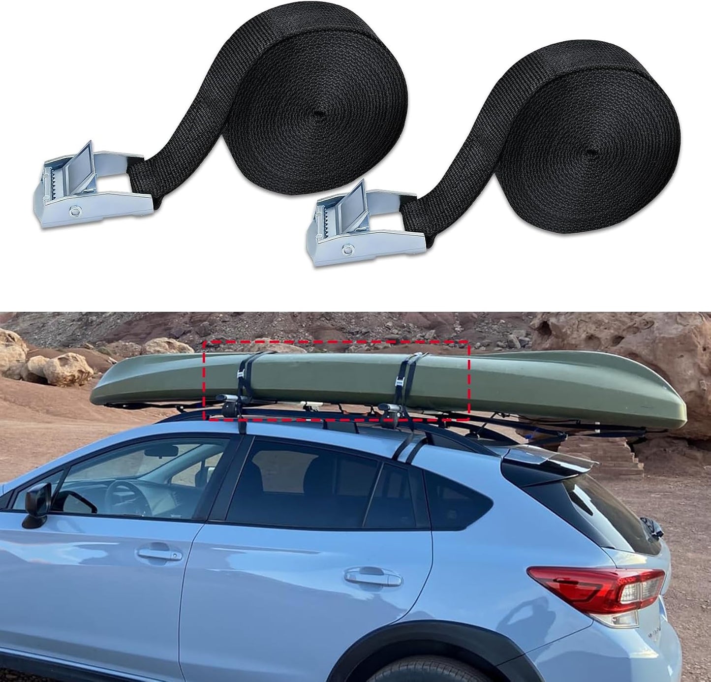 2 Correas Amarre Ajustables para Kayak y Portaequipajes 16.4pies