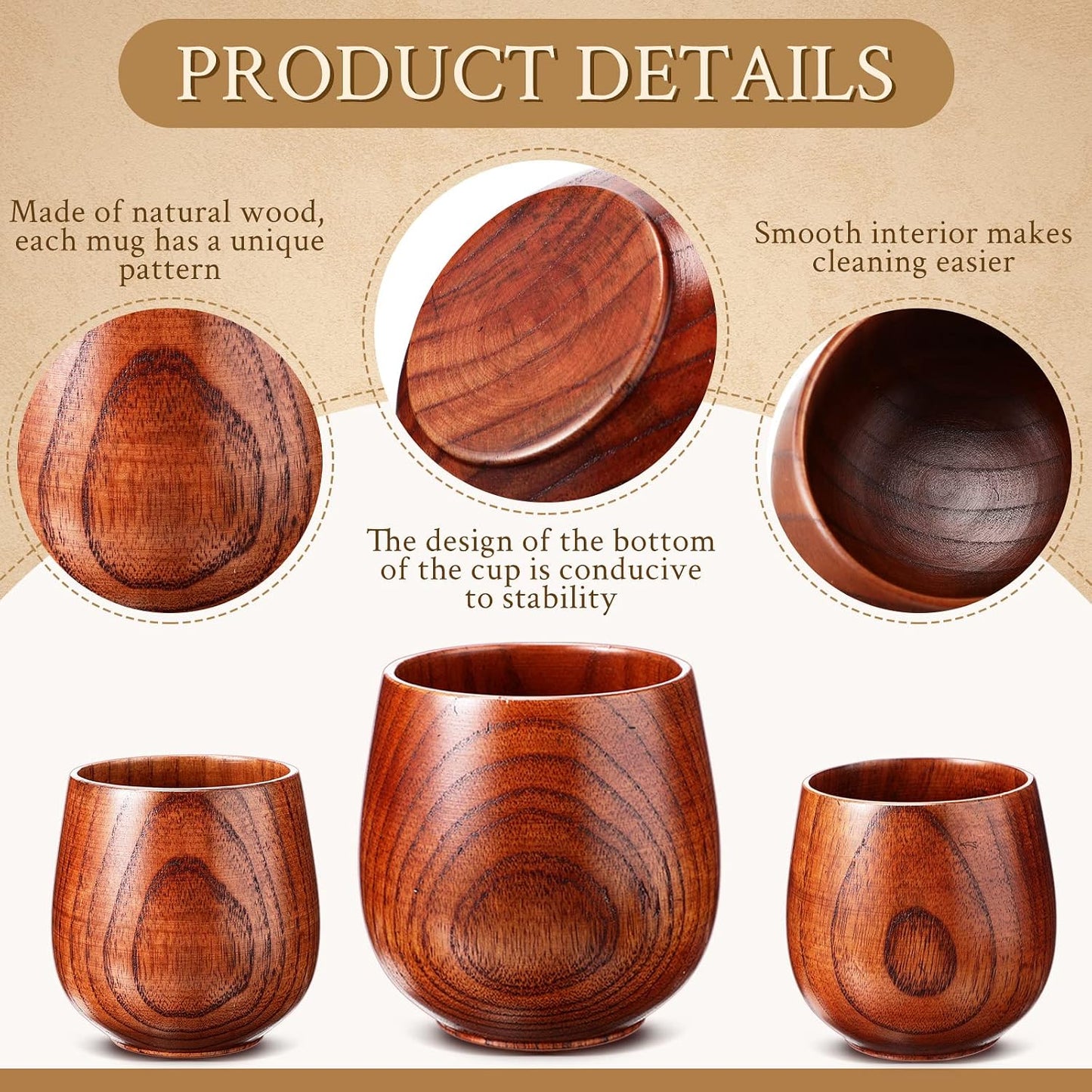 10 Tazas Madera Té Café 6oz para Bebidas Calientes