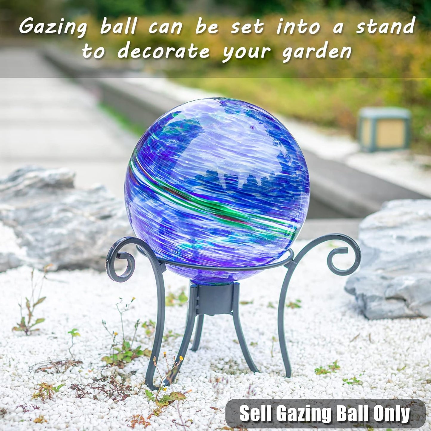 Globo cristal esfera remolino pintado azul y verde 10pulg