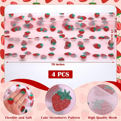 4 Manteles Tul Purpurina 29x70pulg Rosa Encaje