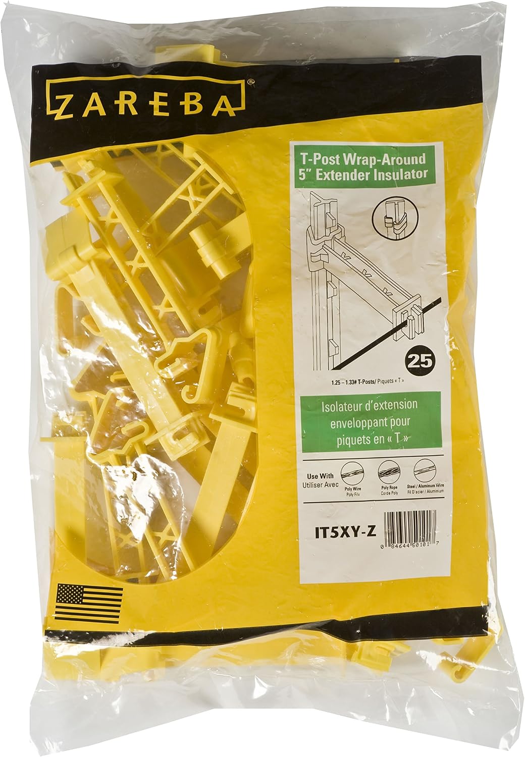 Aislante enganche rápido 5" 25pzas amarillo T-Post
