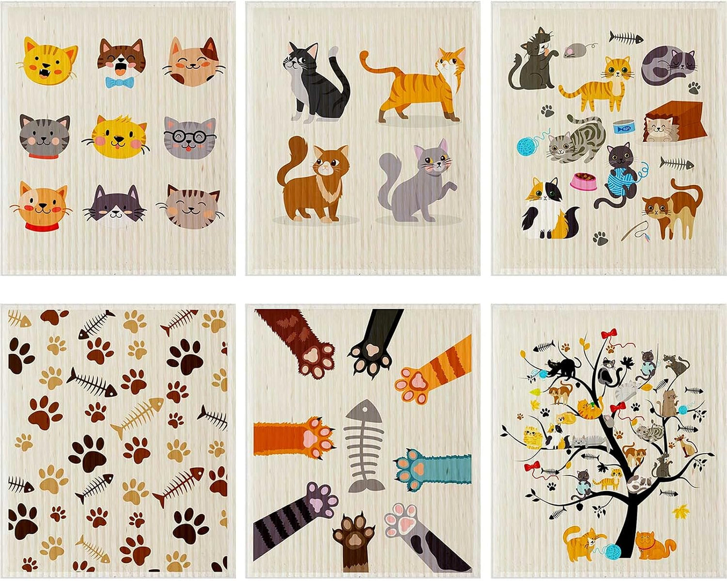 6 Paños cocina absorbentes secado rápido para gatos