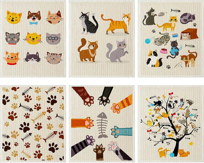 6 Paños cocina absorbentes secado rápido para gatos
