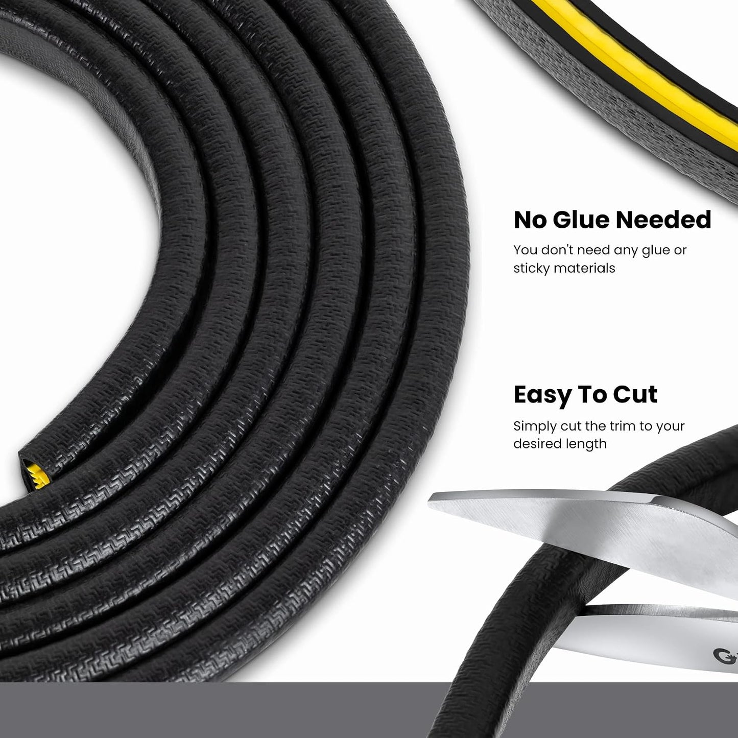 Goma protectora forma U negro 0.656pulg