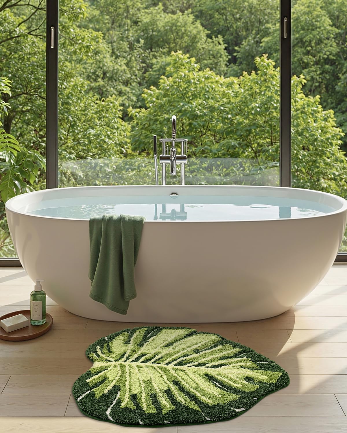 Alfombra baño Monstera 23.5x31.5" antiderrap absorbente