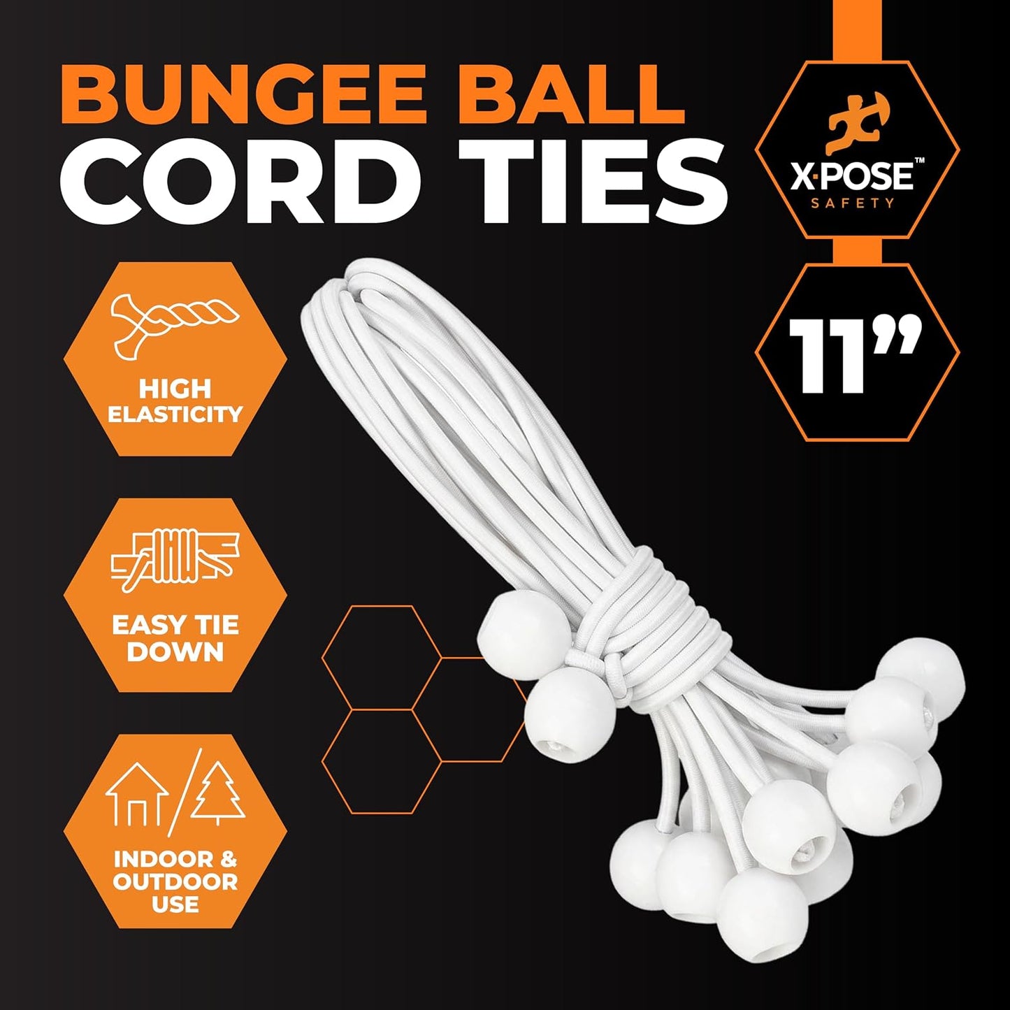 Cuerdas elásticas blancas 11" set 25 para toldos