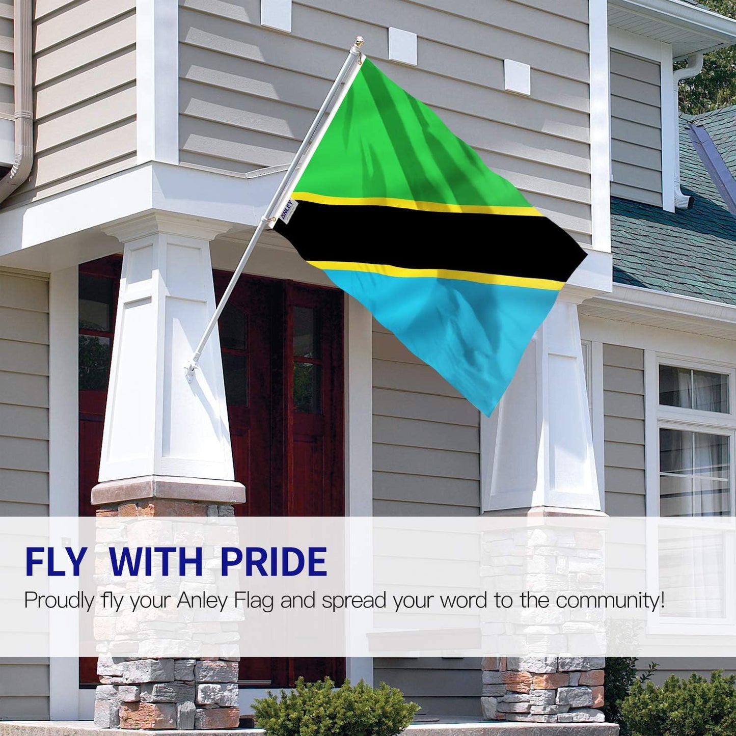 Bandera Tanzania 3x5ft poliéster ojales latón doble costura
