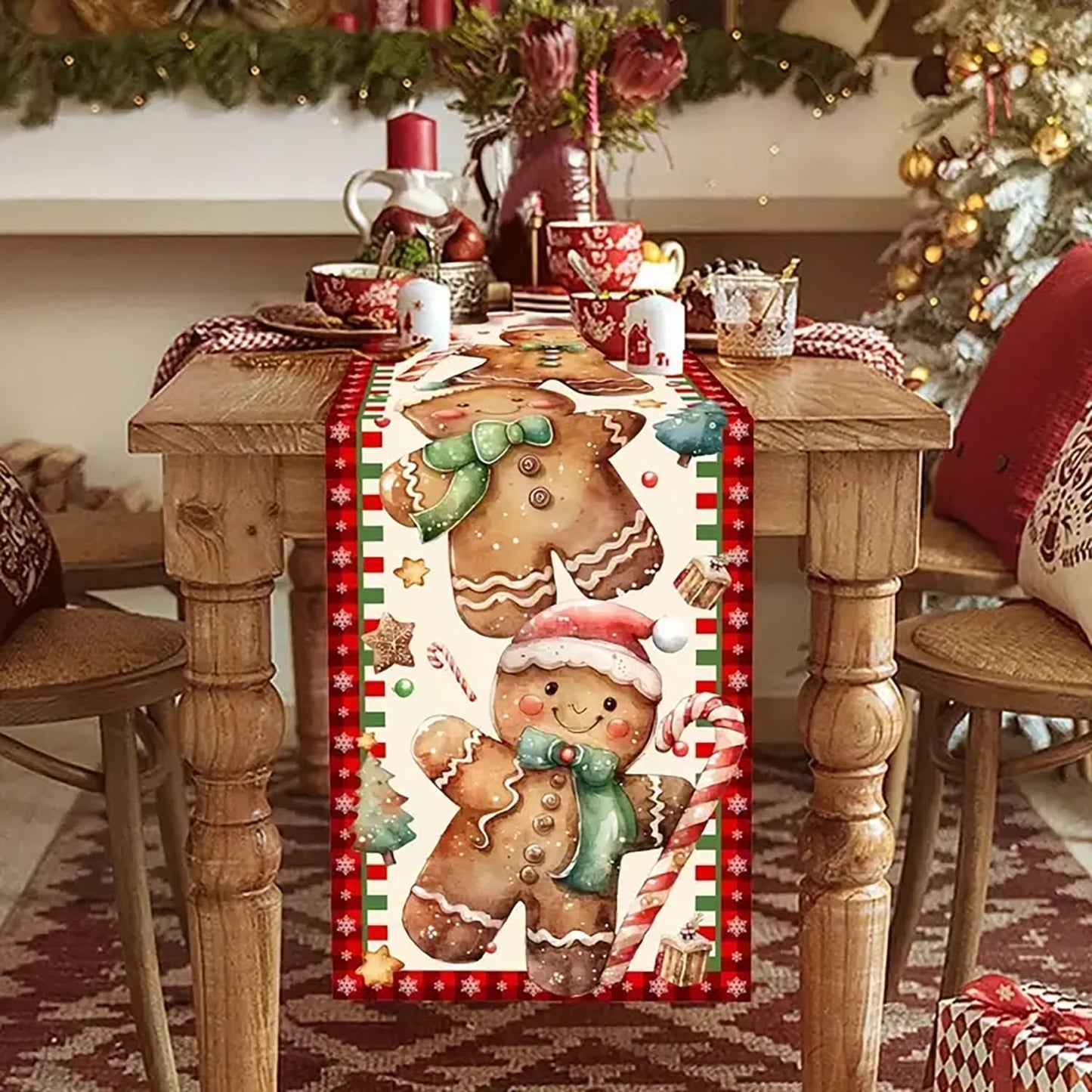 Camino mesa navidad pan jengibre 13x72pulg