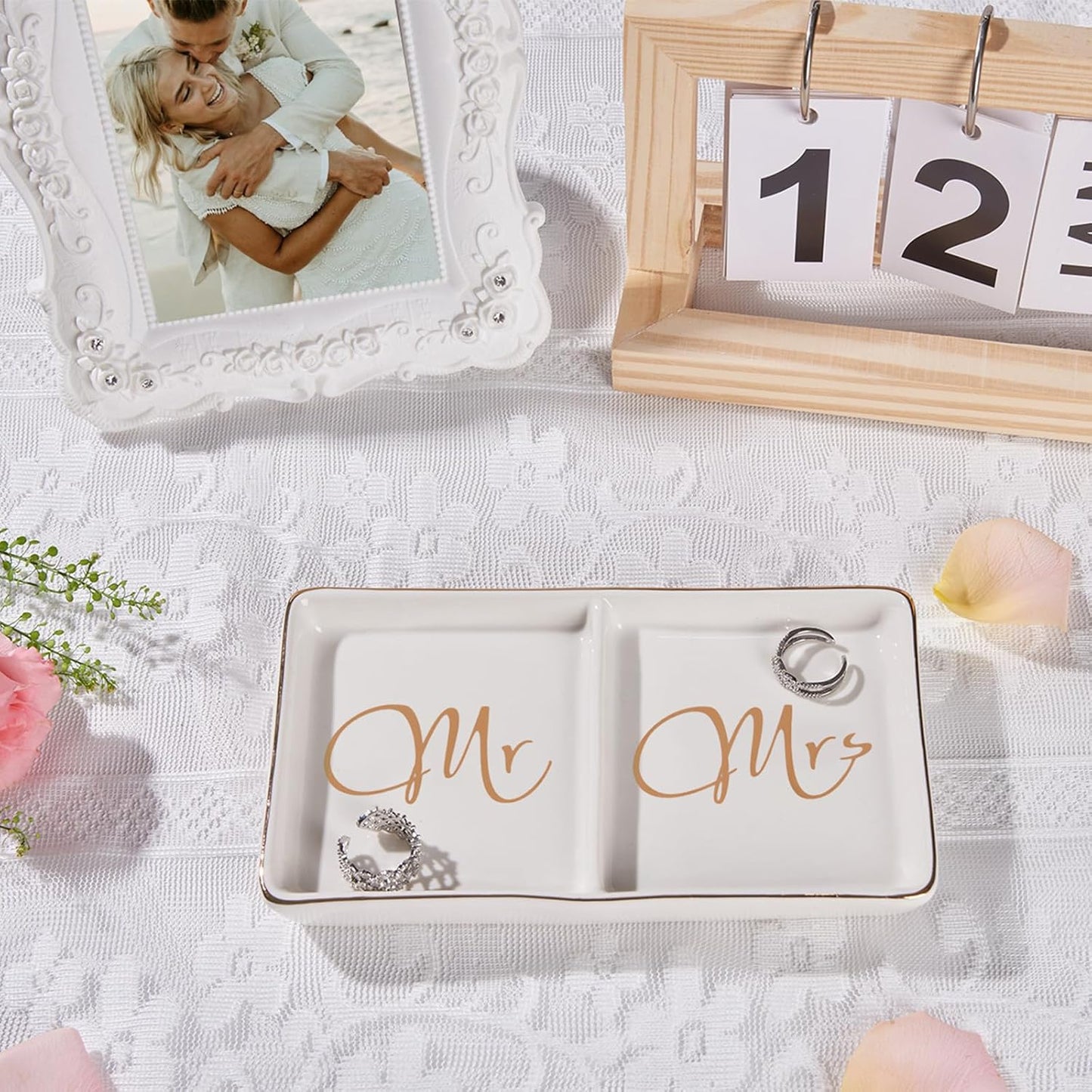Bandeja soporte anillos boda regalo compromiso