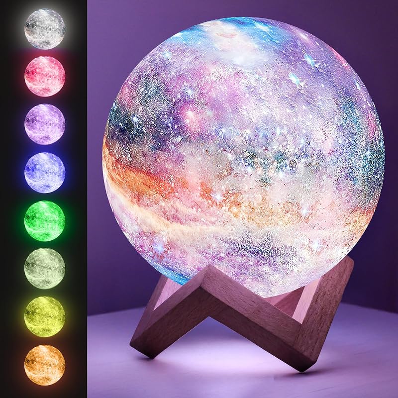 Lámpara de luna táctil soporte madera regalo niños
