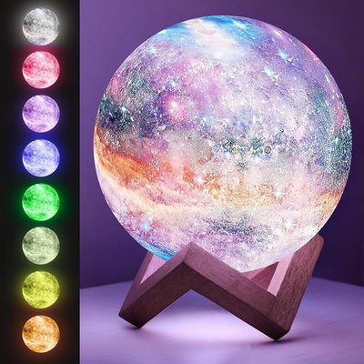 Lámpara de luna táctil soporte madera regalo niños